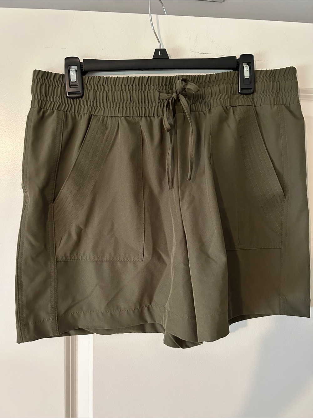 one 5 one Olive Green Drawstring Athletic Shorts